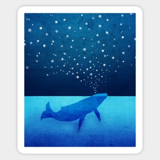 Whale Spouting Stars at Night Sticker